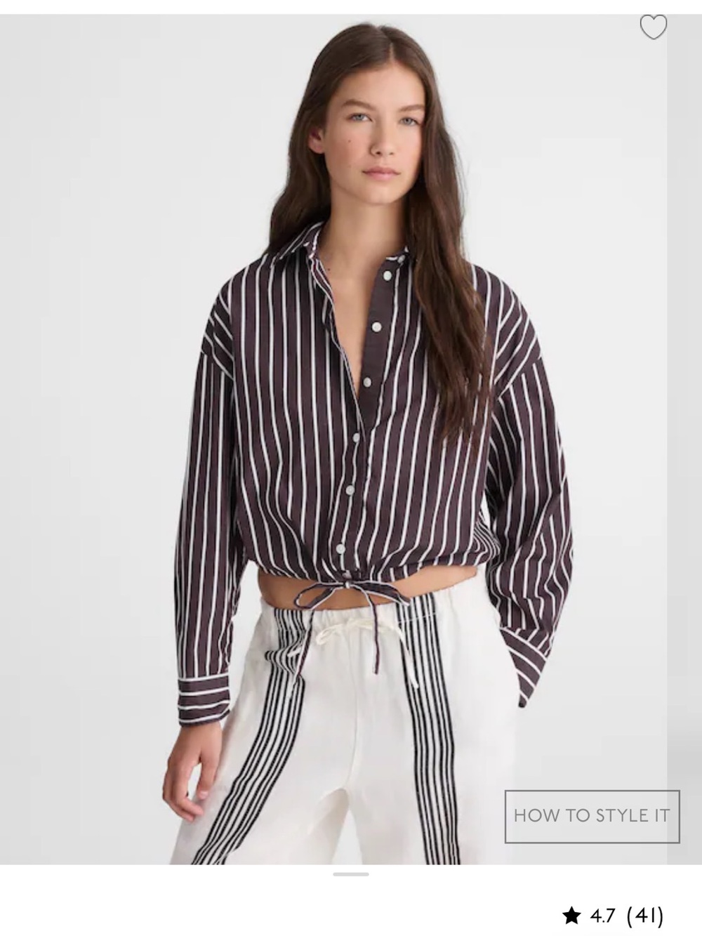 Madewell Striped Drawstring Button Down in Cotton Poplin